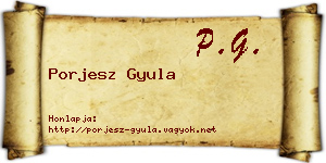 Porjesz Gyula névjegykártya